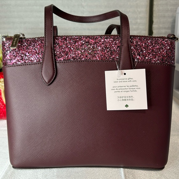 kate spade Handbags - NWT Kate Spade burgundy glitter crossbody bag